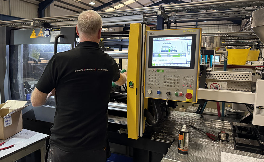 Parts being injection moulded